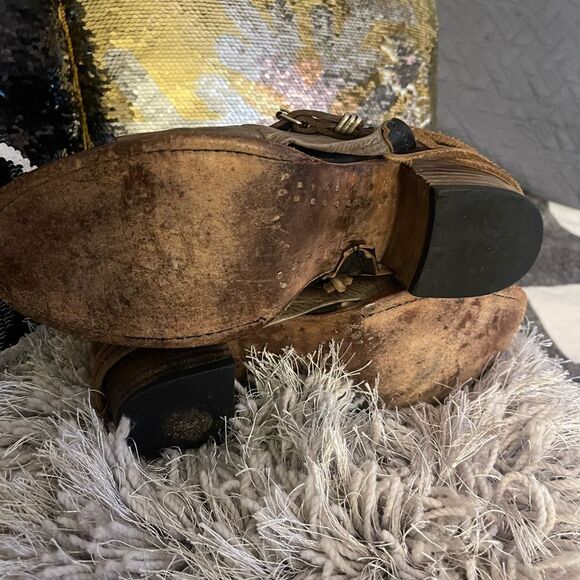 Sz 9 freebird crue grey black multi ankle boot/bootie moto lace - Picture 6 of 9